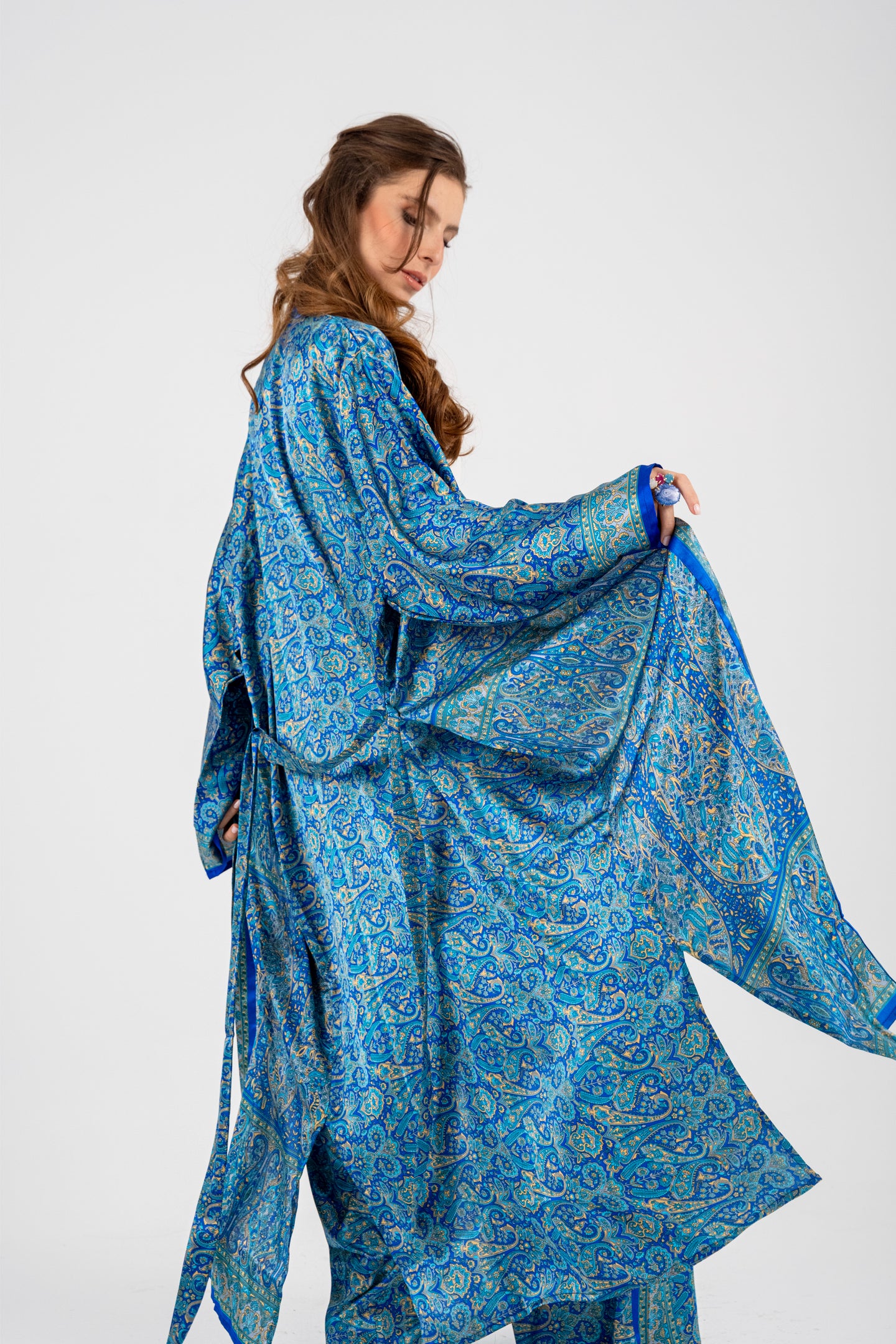 Samarkand - Long Silky Blue Kimono